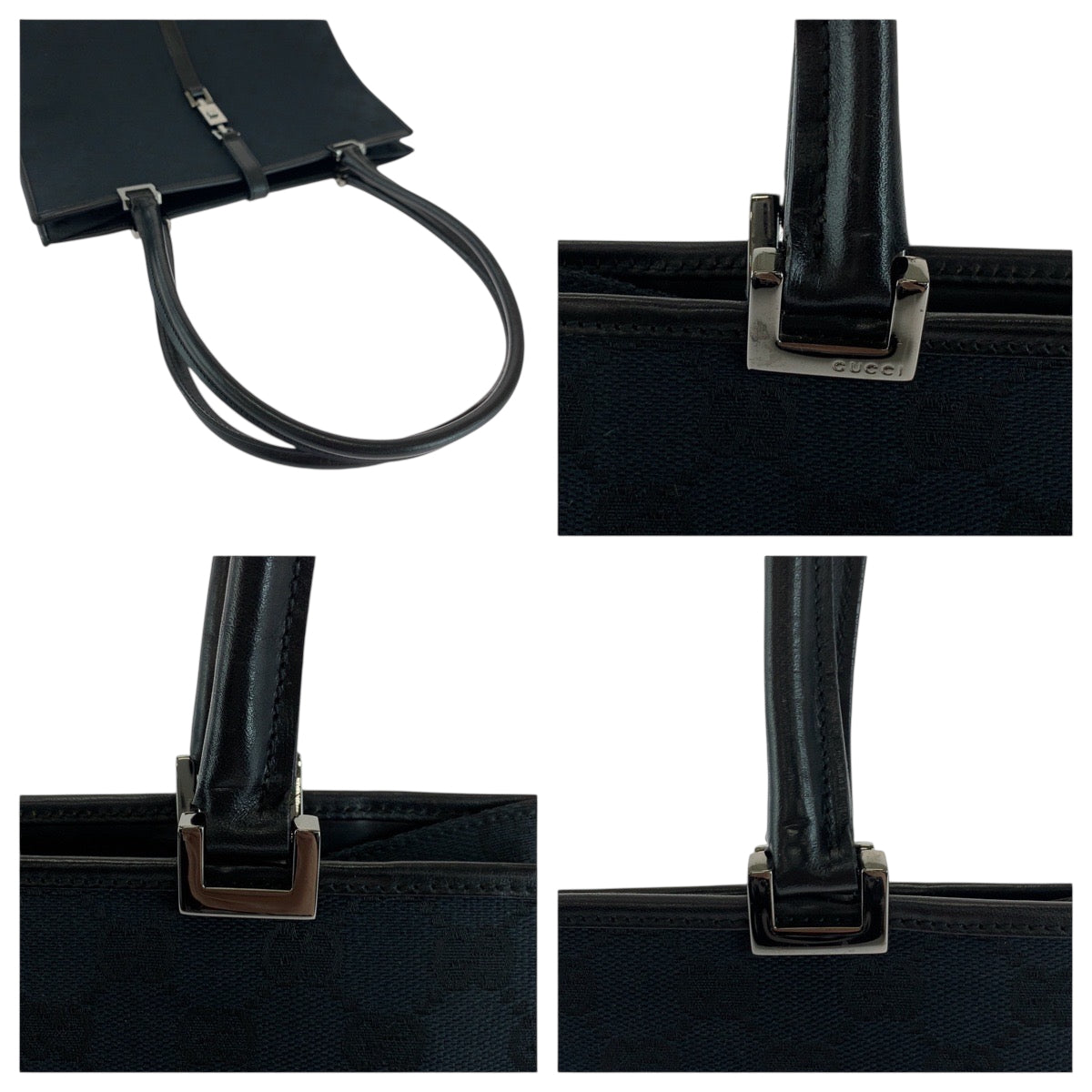 18209
GUCCI グッチ ジャッキー ブラック 黒 ガンメタ金具 GGキャンバス 002 1073 ショルダーバッグ ハンドバッグ レディース A54