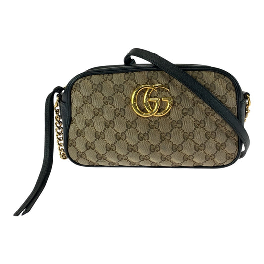 21953
GUCCI グッチ GGマーモント ブラウン ブラック ゴールド金具 GGキャンバス / レザー 447632 ショルダーバッグ ポシェット レディース AB80