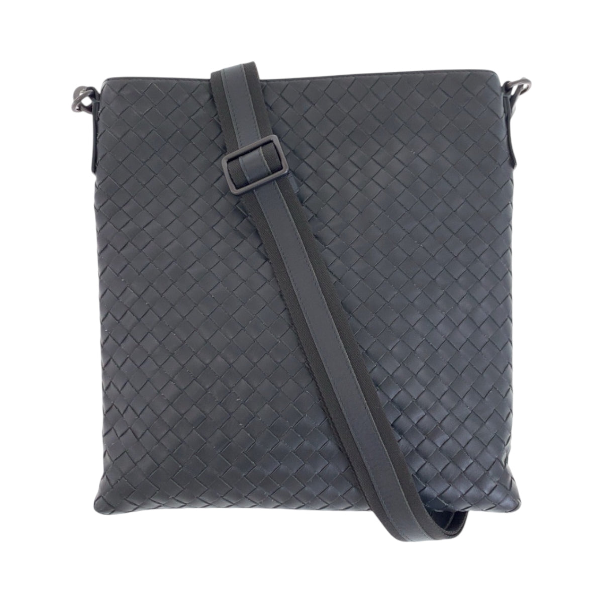 21956
BOTTEGAVENETA ボッテガヴェネタ イントレチャート チャコールグレー ガンメタ金具 レザー ショルダーバッグ ポシェット メンズ ABP80