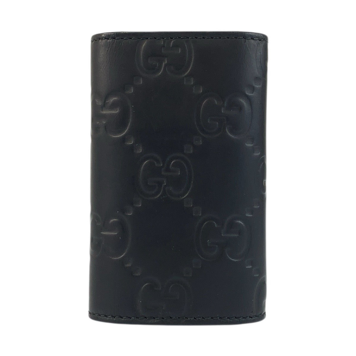 21957
GUCCI グッチ ラバーエフェクト ブラック 黒 レザー 771312 キーケース 6連 メンズ ABP20