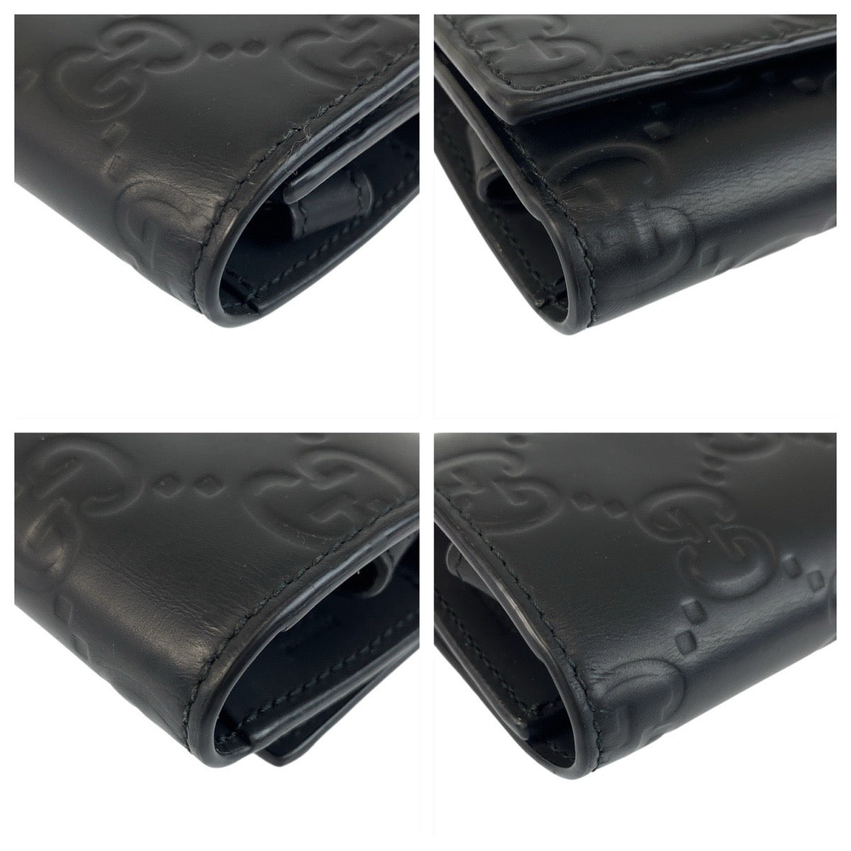 21957
GUCCI グッチ ラバーエフェクト ブラック 黒 レザー 771312 キーケース 6連 メンズ ABP20