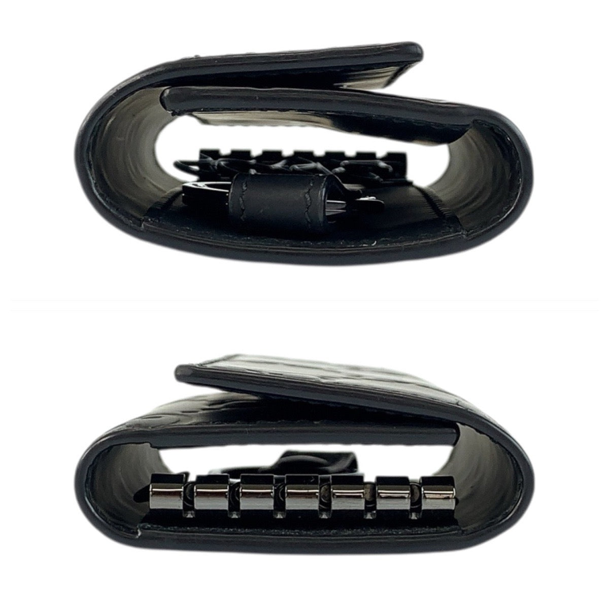 21957
GUCCI グッチ ラバーエフェクト ブラック 黒 レザー 771312 キーケース 6連 メンズ ABP20