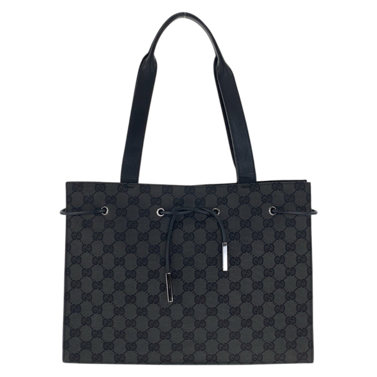 21958
GUCCI Black Silver hardware GG canvas / leather 002 1053 Tote Bag Shoulder Bag Ladies ABP30