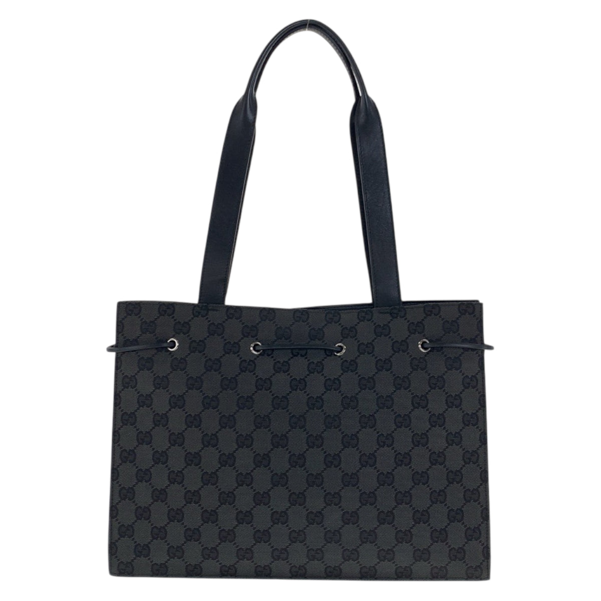 21958
GUCCI Black Silver hardware GG canvas / leather 002 1053 Tote Bag Shoulder Bag Ladies ABP30