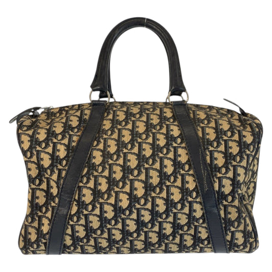 21962
Christian Dior クリスチャンディオール トロッター ネイビー ベージュ シルバー金具 キャンバス / レザー ハンドバッグ ボストンバッグ レディース AB42