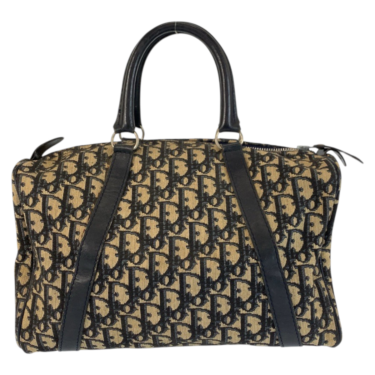 21962
Christian Dior クリスチャンディオール トロッター ネイビー ベージュ シルバー金具 キャンバス / レザー ハンドバッグ ボストンバッグ レディース AB42