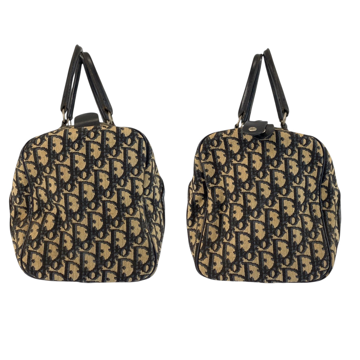 21962
Christian Dior クリスチャンディオール トロッター ネイビー ベージュ シルバー金具 キャンバス / レザー ハンドバッグ ボストンバッグ レディース AB42