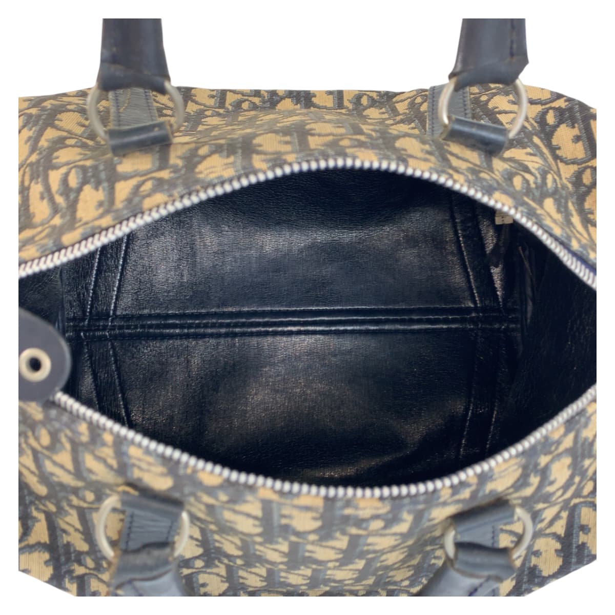 21962
Christian Dior クリスチャンディオール トロッター ネイビー ベージュ シルバー金具 キャンバス / レザー ハンドバッグ ボストンバッグ レディース AB42