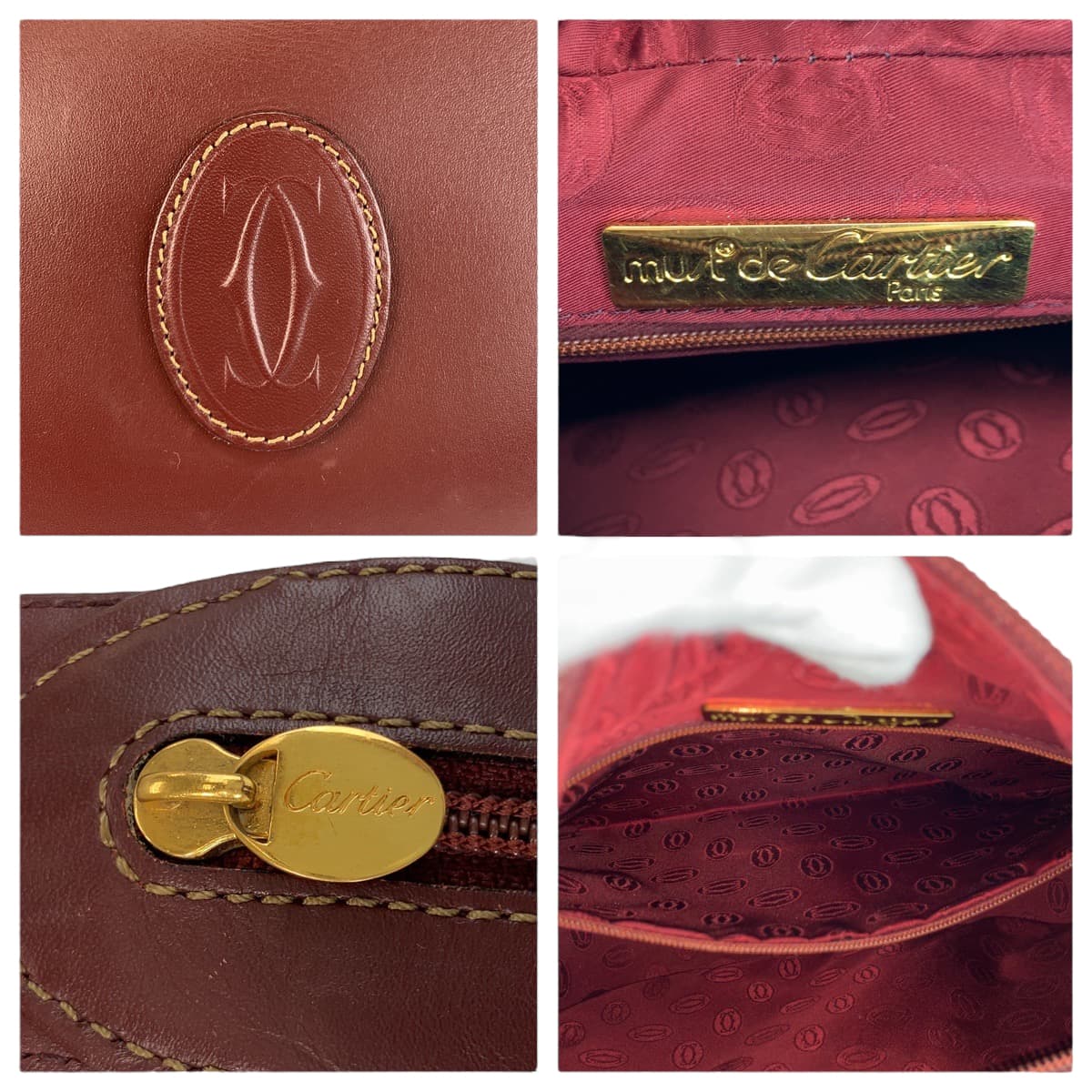 21963
CARTIER カルティエ マストライン ボルドー ゴールド金具 レザー ショルダーバッグ レディース AB26