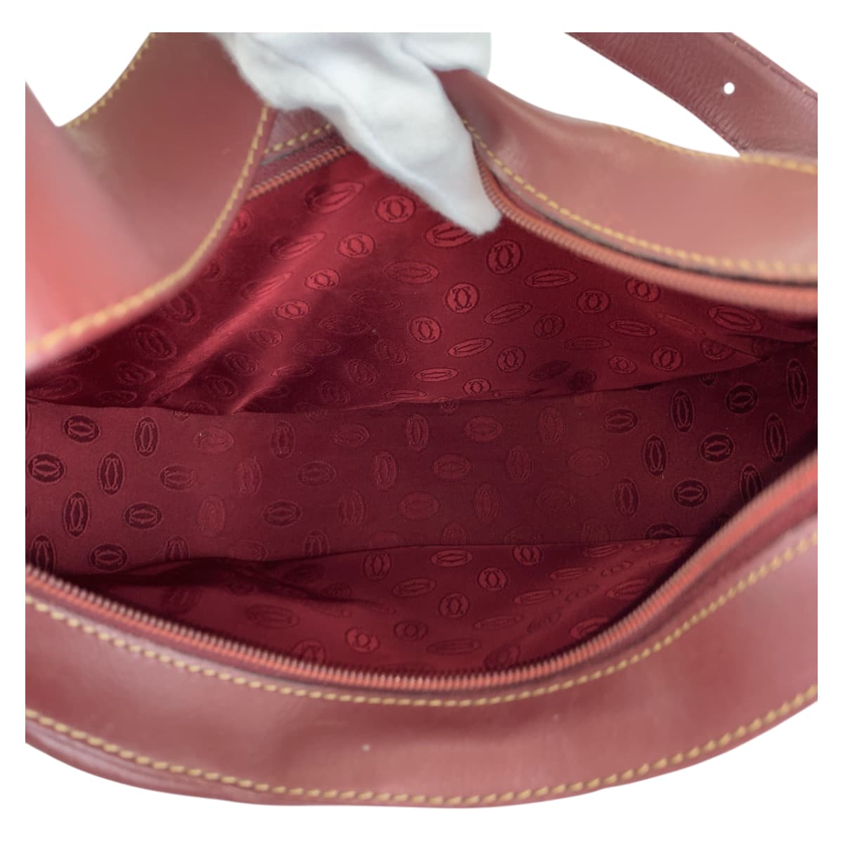 21963
CARTIER カルティエ マストライン ボルドー ゴールド金具 レザー ショルダーバッグ レディース AB26