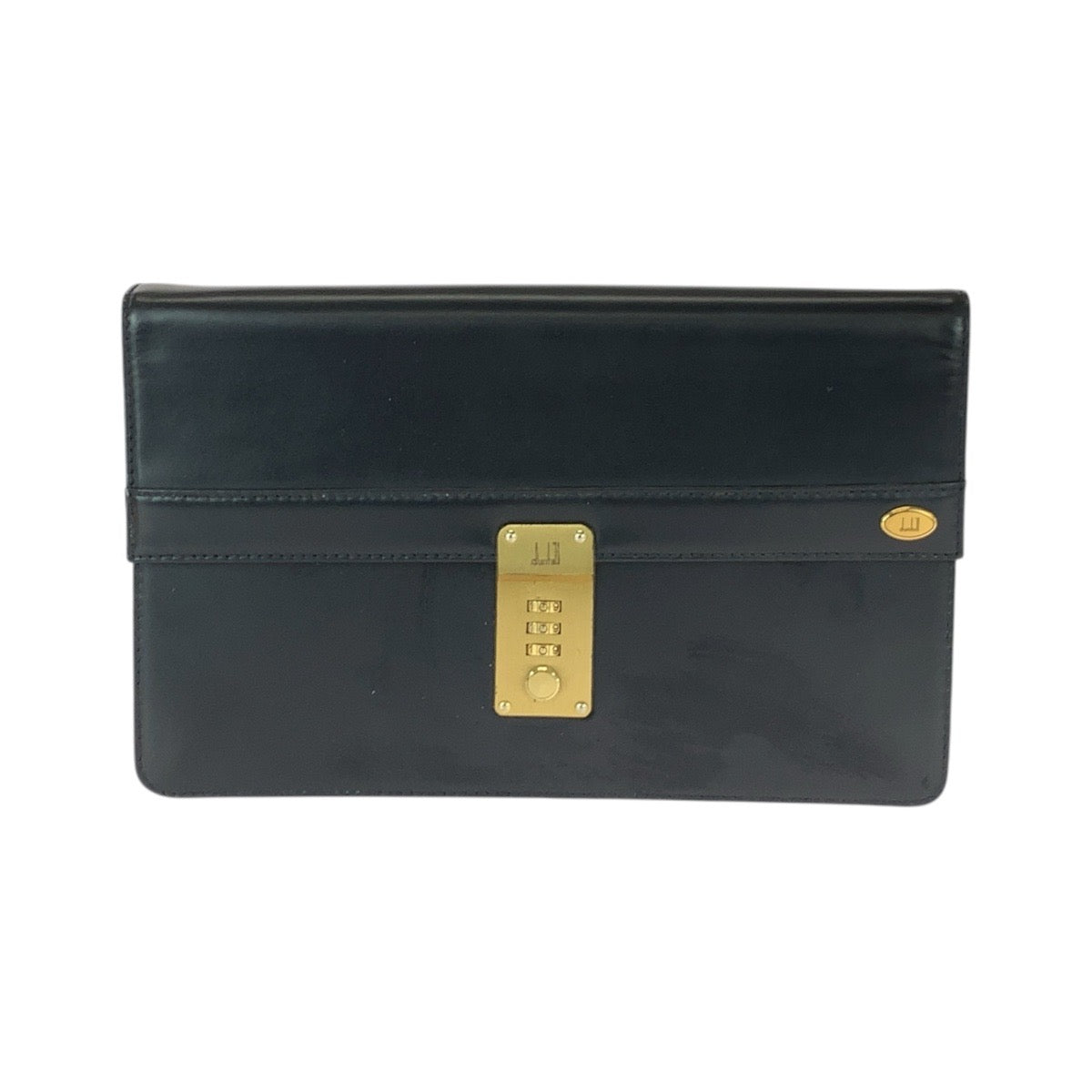 21968
Dunhill Oxford Black Gold Hardware Leather LD9290A Clutch Bag Second Bag Men's A14