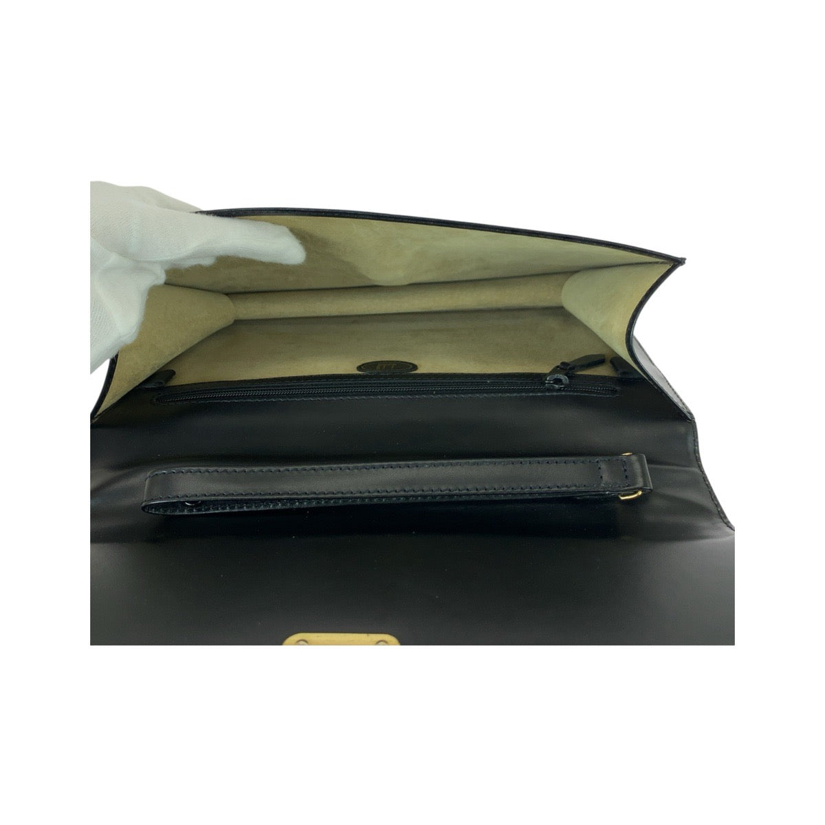 21968
Dunhill Oxford Black Gold Hardware Leather LD9290A Clutch Bag Second Bag Men's A14