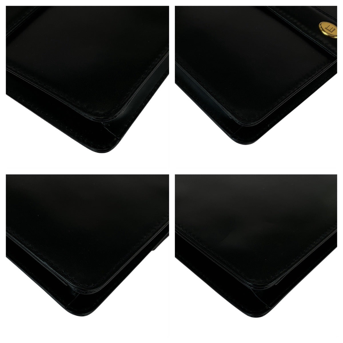 21968
Dunhill Oxford Black Gold Hardware Leather LD9290A Clutch Bag Second Bag Men's A14