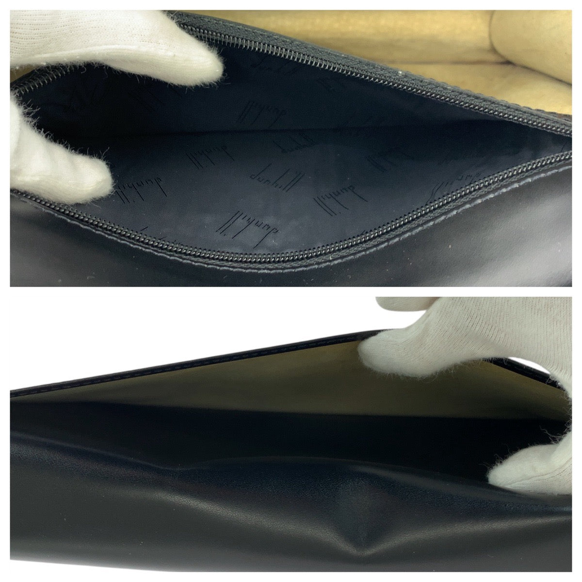 21968
Dunhill Oxford Black Gold Hardware Leather LD9290A Clutch Bag Second Bag Men's A14