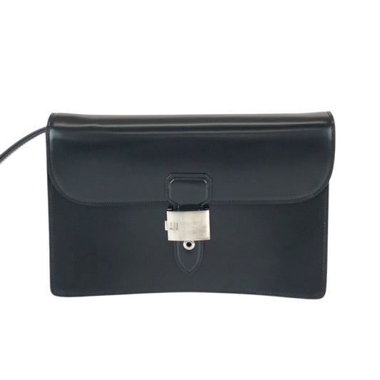 21969
Dunhill ダンヒル ブラック 黒 シルバー金具 レザー セカンドバッグ クラッチバッグ メンズ A17
