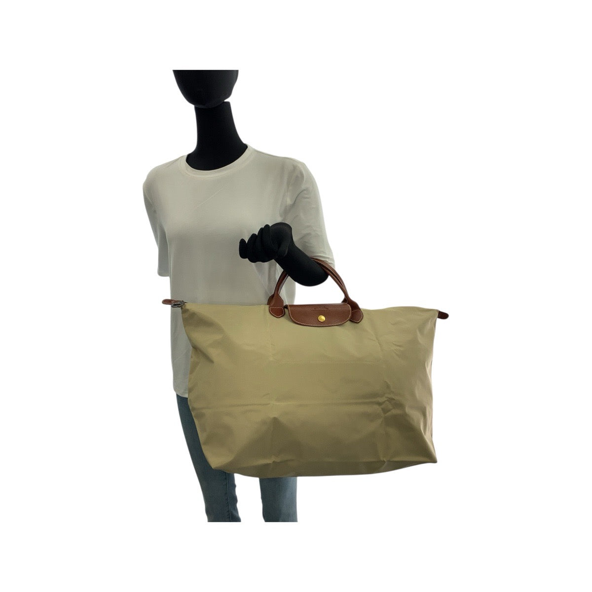 21972
Longchamp ロンシャン ル・プリアージュ ベージュ ブラウン ゴールド金具 ナイロン / レザー L1625089P71 トートバッグ ハンドバッグ レディース AB9