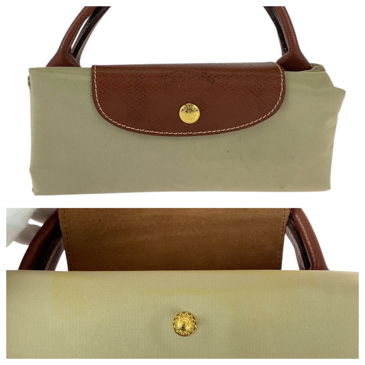 21972
Longchamp ロンシャン ル・プリアージュ ベージュ ブラウン ゴールド金具 ナイロン / レザー L1625089P71 トートバッグ ハンドバッグ レディース AB9
