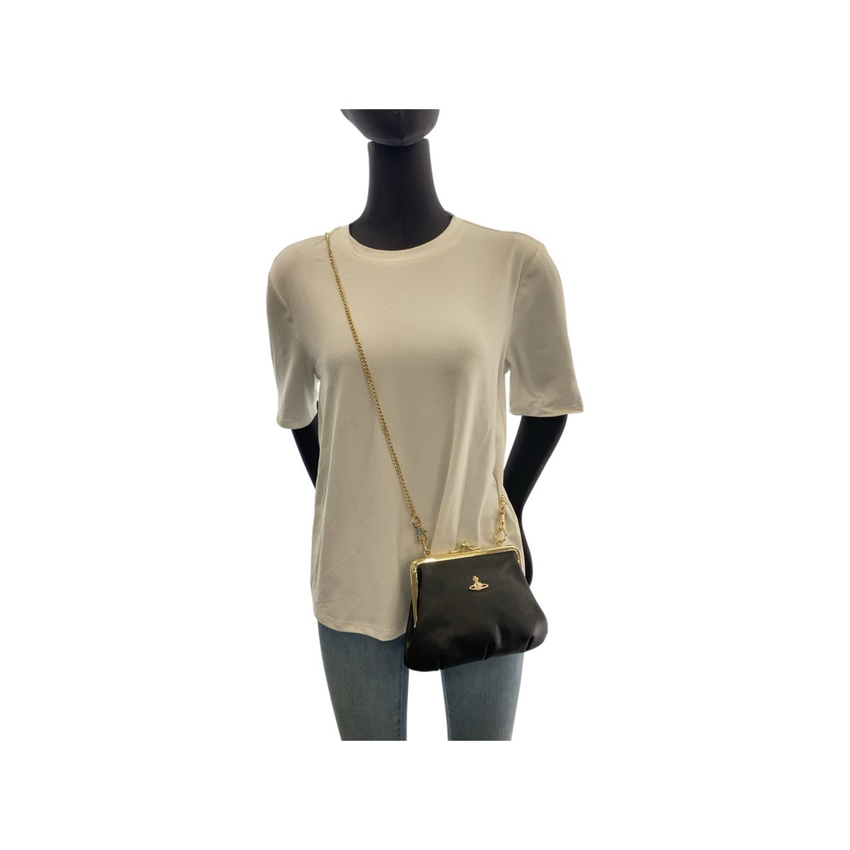 21973
Vivienne Westwood Granny Frame Purse Black Gold Hardware Leather Shoulder Bag Handbag 2way Ladies A16