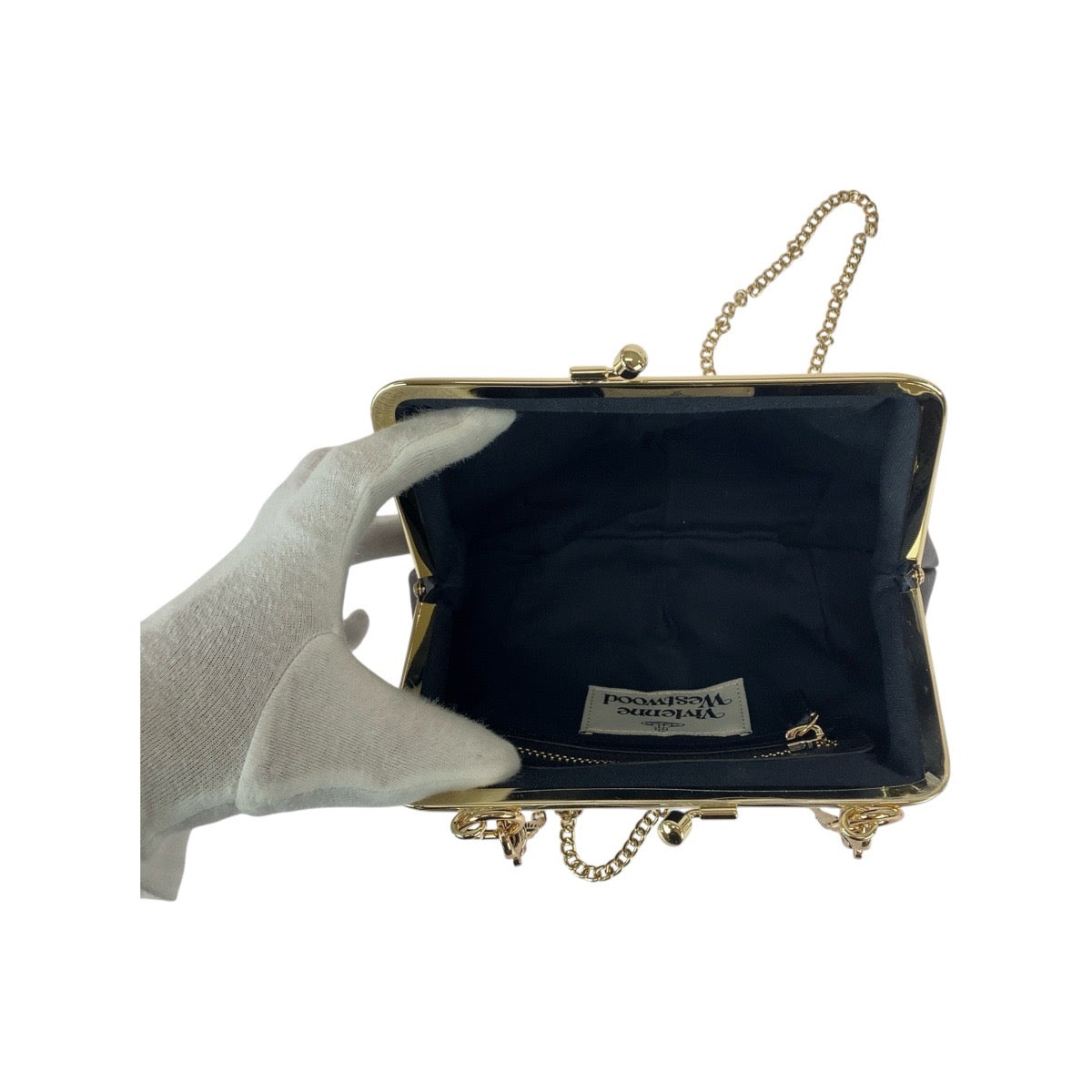 21973
Vivienne Westwood Granny Frame Purse Black Gold Hardware Leather Shoulder Bag Handbag 2way Ladies A16