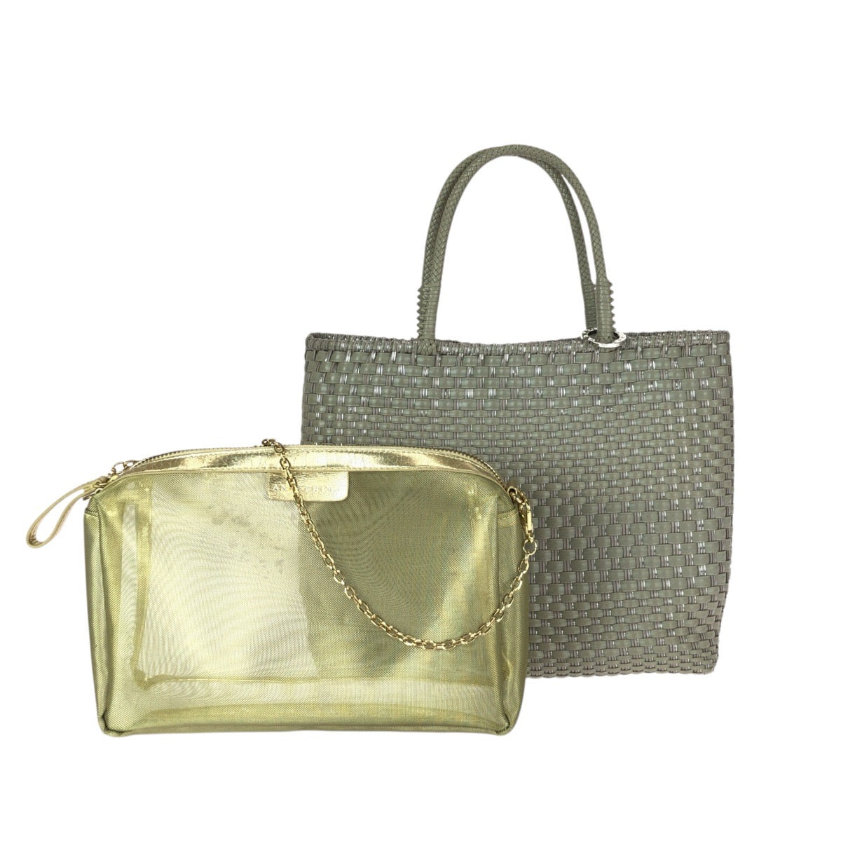 21974
ANTEPRIMA Intreccio Khaki Silver Silver Hardware Wire Tote Bag Handbag Ladies A14
