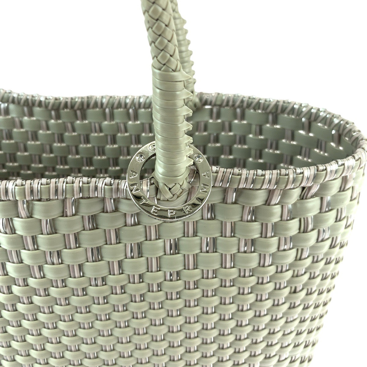 21974
ANTEPRIMA Intreccio Khaki Silver Silver Hardware Wire Tote Bag Handbag Ladies A14