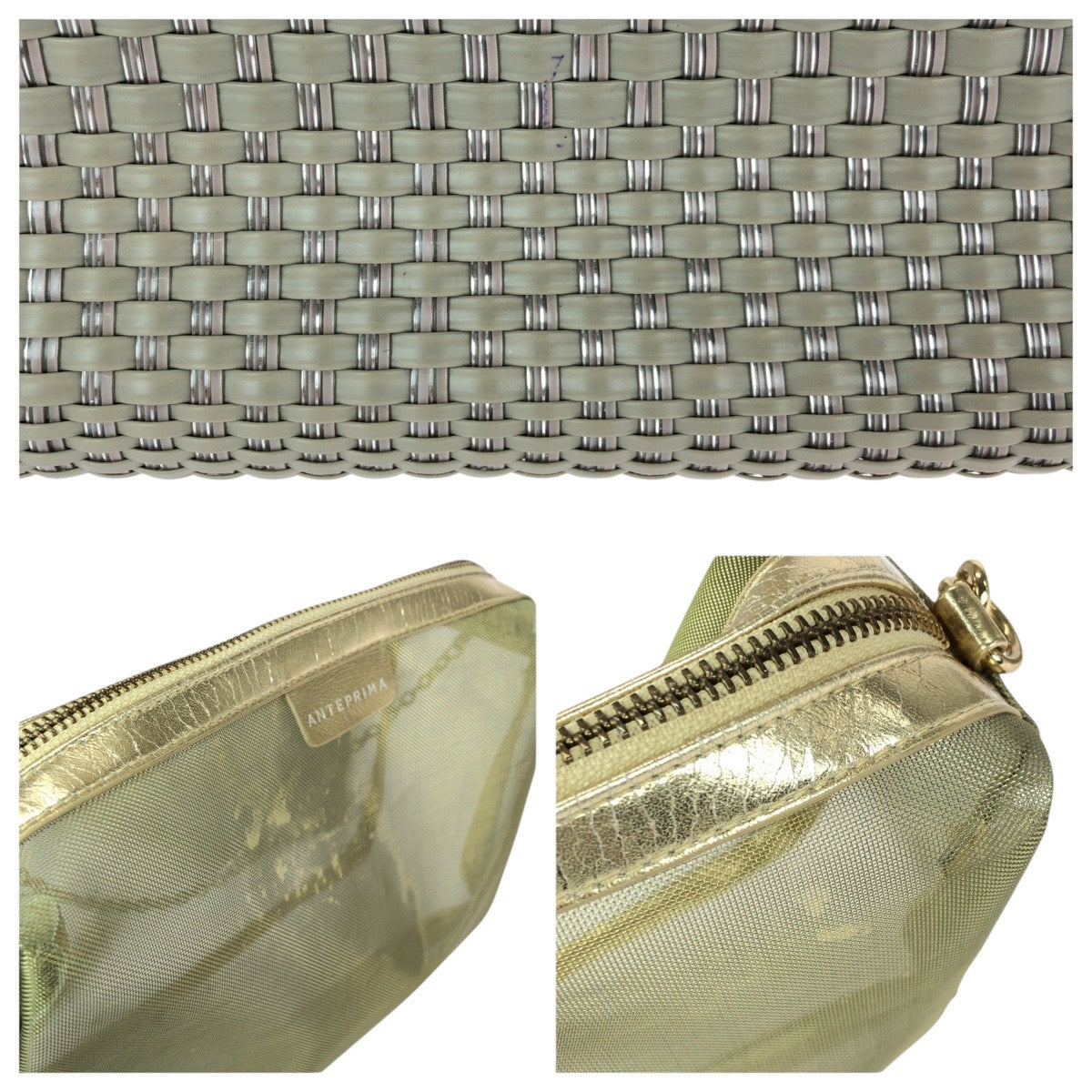 21974
ANTEPRIMA Intreccio Khaki Silver Silver Hardware Wire Tote Bag Handbag Ladies A14