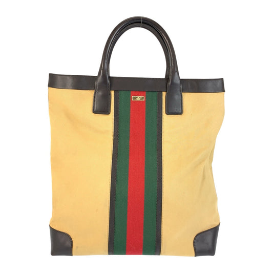 21977
GUCCI グッチ シェリーライン ベージュ ブラウン ゴールド金具 キャンバス / レザー 002 1121 トートバッグ ハンドバッグ レディース ABP30