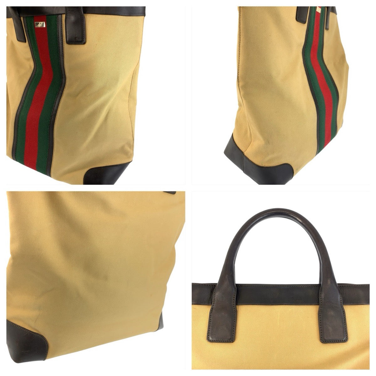 21977
GUCCI グッチ シェリーライン ベージュ ブラウン ゴールド金具 キャンバス / レザー 002 1121 トートバッグ ハンドバッグ レディース ABP30