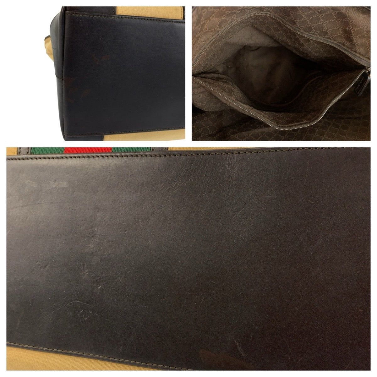 21977
GUCCI グッチ シェリーライン ベージュ ブラウン ゴールド金具 キャンバス / レザー 002 1121 トートバッグ ハンドバッグ レディース ABP30