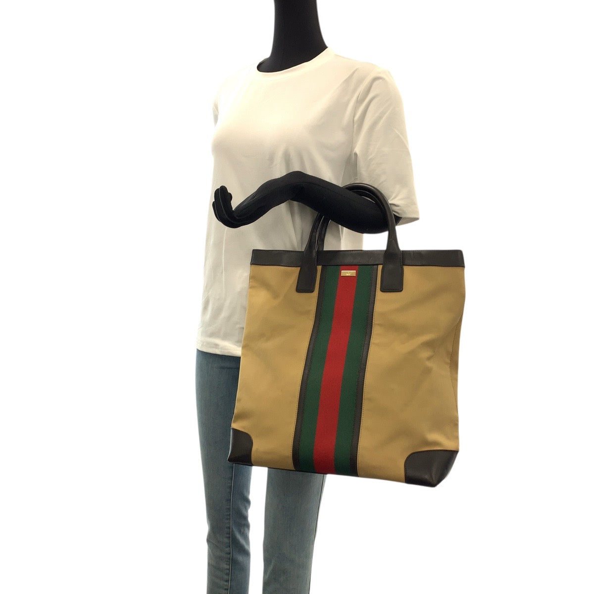 21977
GUCCI グッチ シェリーライン ベージュ ブラウン ゴールド金具 キャンバス / レザー 002 1121 トートバッグ ハンドバッグ レディース ABP30