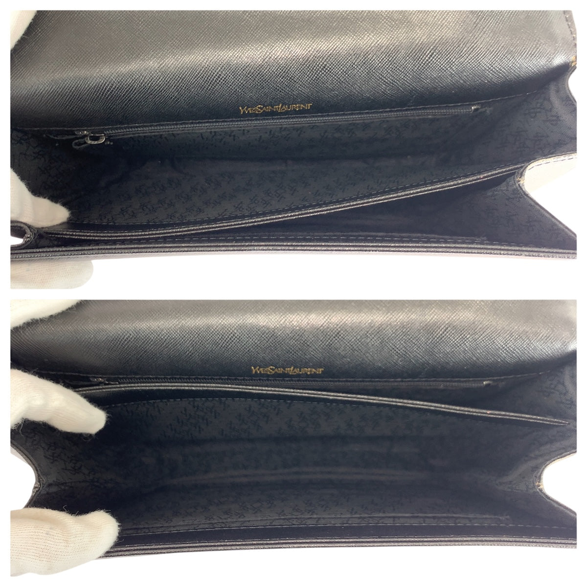 21978
YVES SAINT LAURENT イヴ サンローラン ヴィンテージ YSL ブラック 黒 レザー ショルダーバッグ レディース A42