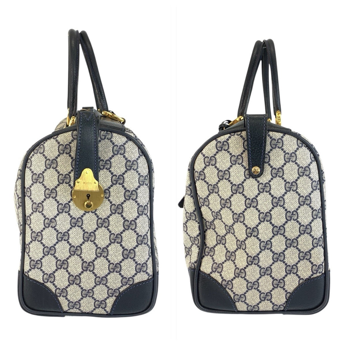 21979
GUCCI グッチ ヴィンテージ GGスプリーム ネイビー グレー ゴールド金具 PVC / レザー 58 012 468 40 ボストンバッグ 男女兼用 レディース ABP42