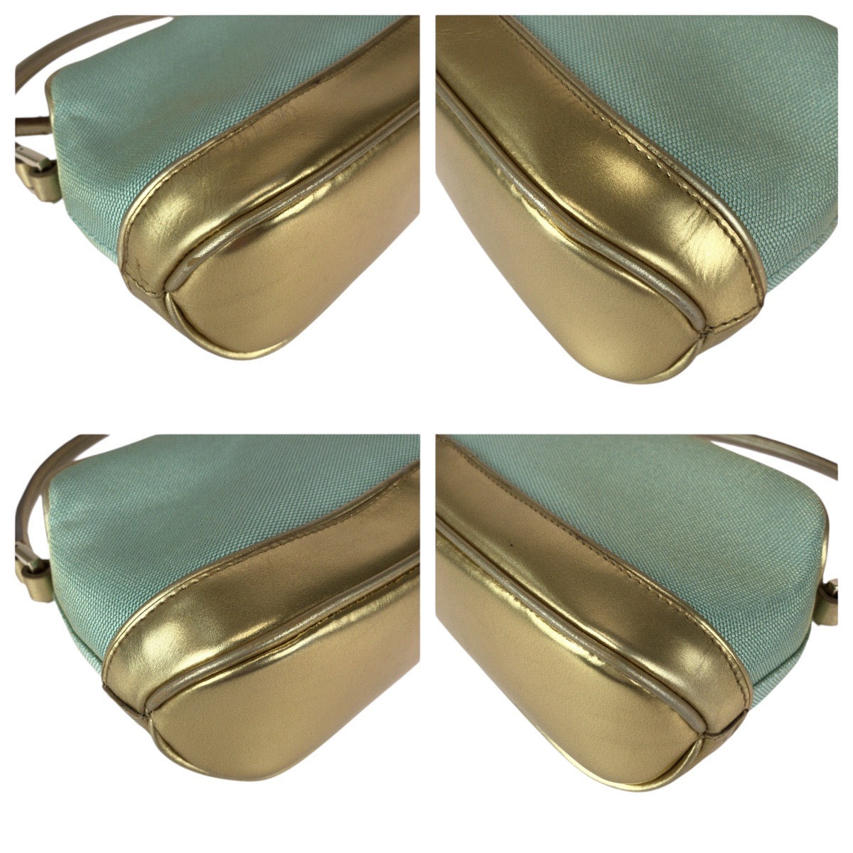 21987
GUCCI グッチ グリーン ゴールド キャンバス / レザー 039 1133 ハンドバッグ アクセサリーポーチ レディース A38