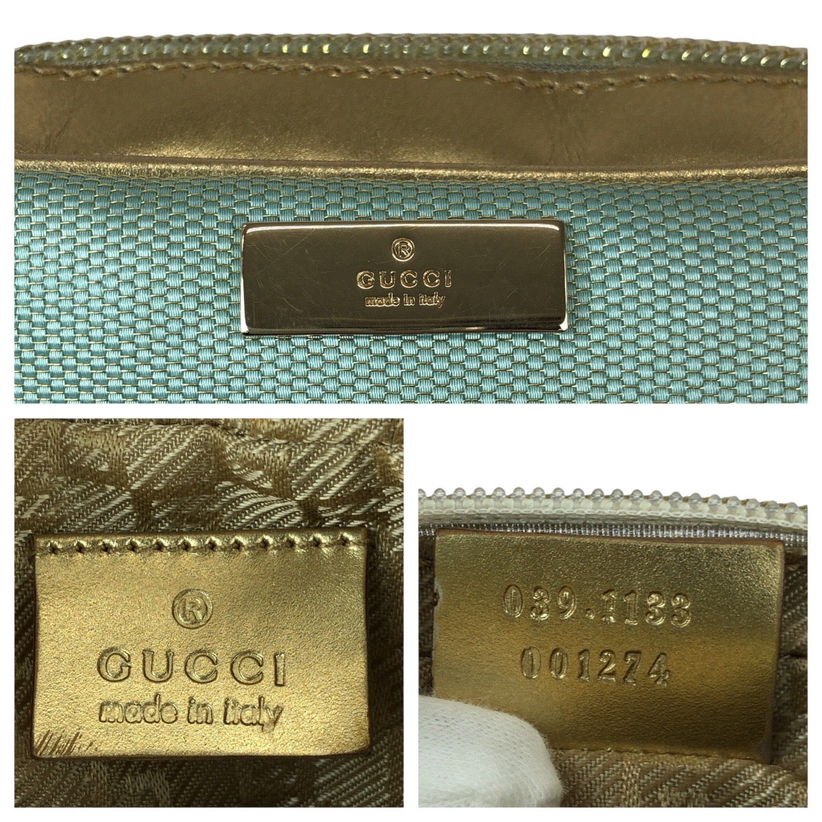 21987
GUCCI グッチ グリーン ゴールド キャンバス / レザー 039 1133 ハンドバッグ アクセサリーポーチ レディース A38