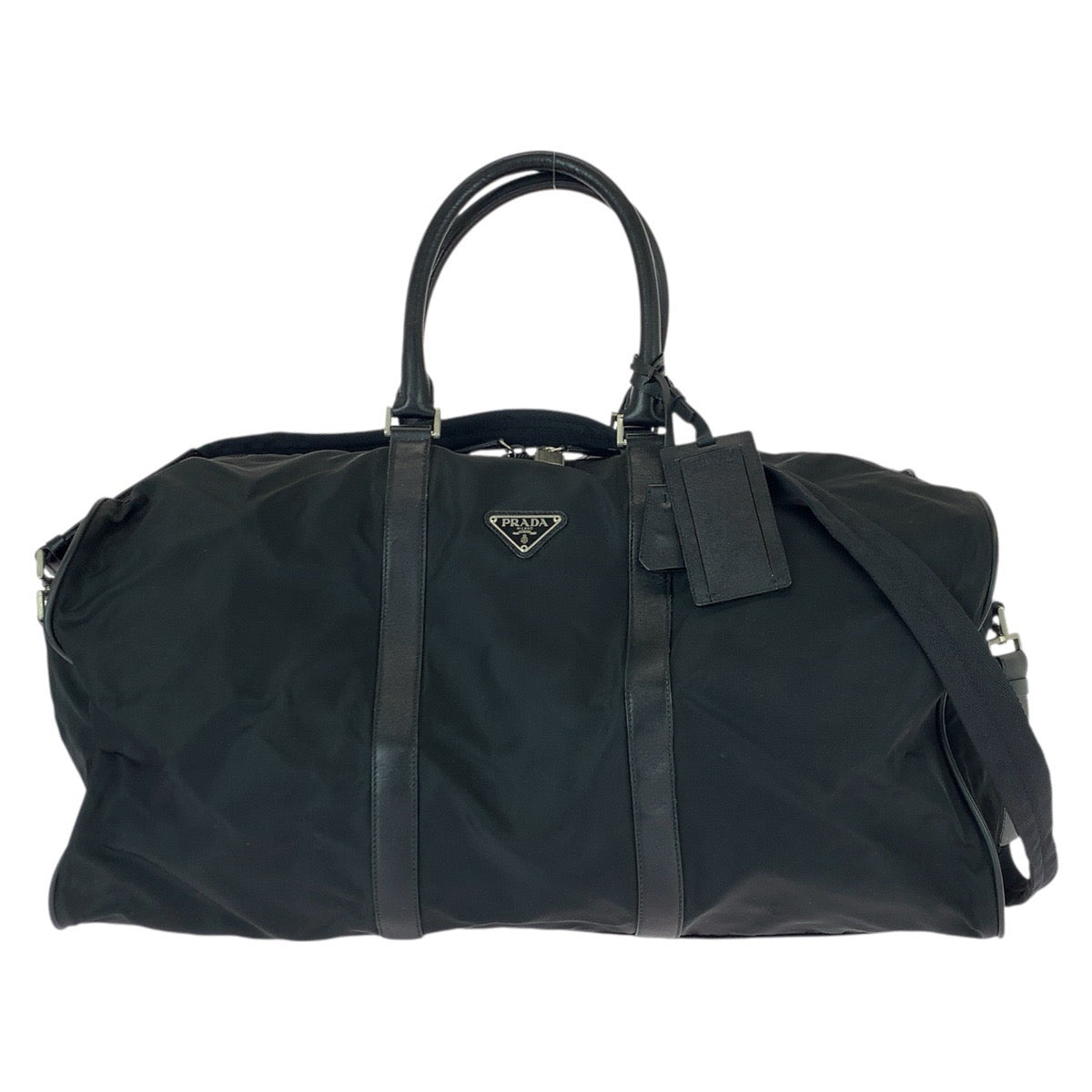 21989
PRADA プラダ テスート サフィアーノ ブラック 黒 シルバー金具 ナイロン / レザー ボストンバッグ 旅行バッグ 男女兼用 メンズ ABP44