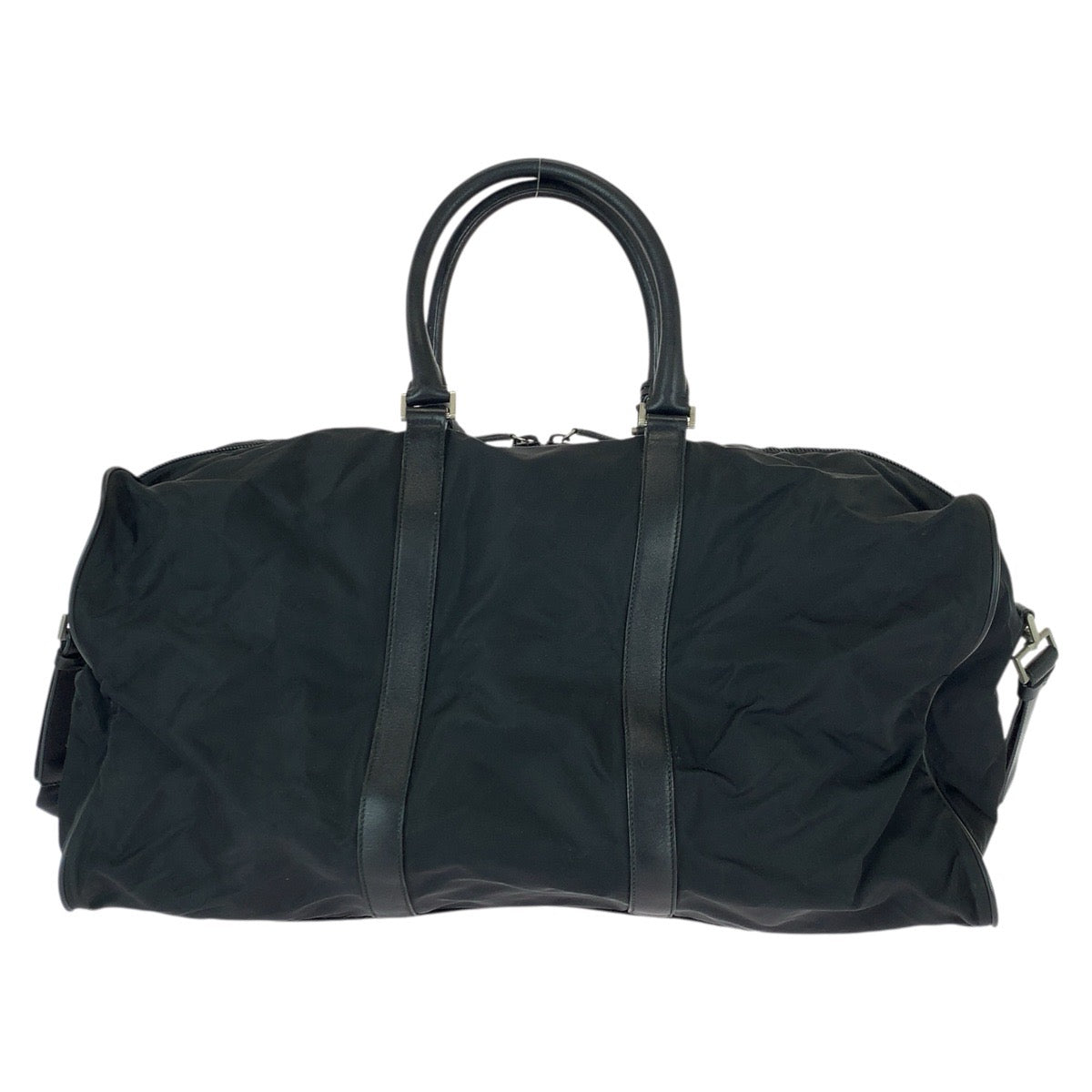 21989
PRADA プラダ テスート サフィアーノ ブラック 黒 シルバー金具 ナイロン / レザー ボストンバッグ 旅行バッグ 男女兼用 メンズ ABP44