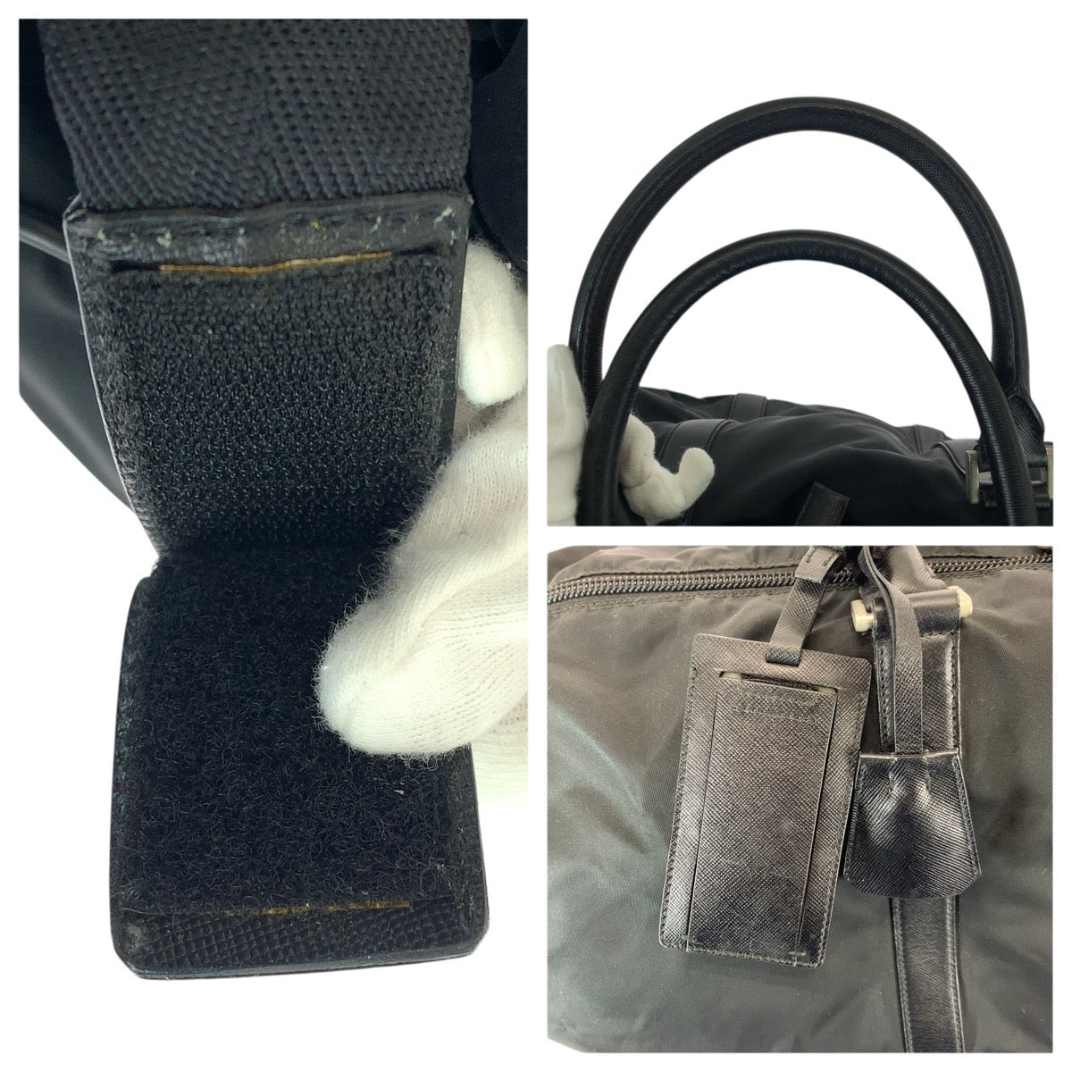 21989
PRADA プラダ テスート サフィアーノ ブラック 黒 シルバー金具 ナイロン / レザー ボストンバッグ 旅行バッグ 男女兼用 メンズ ABP44