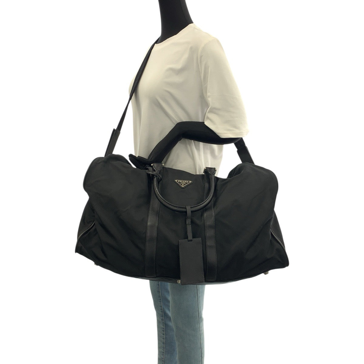 21989
PRADA プラダ テスート サフィアーノ ブラック 黒 シルバー金具 ナイロン / レザー ボストンバッグ 旅行バッグ 男女兼用 メンズ ABP44