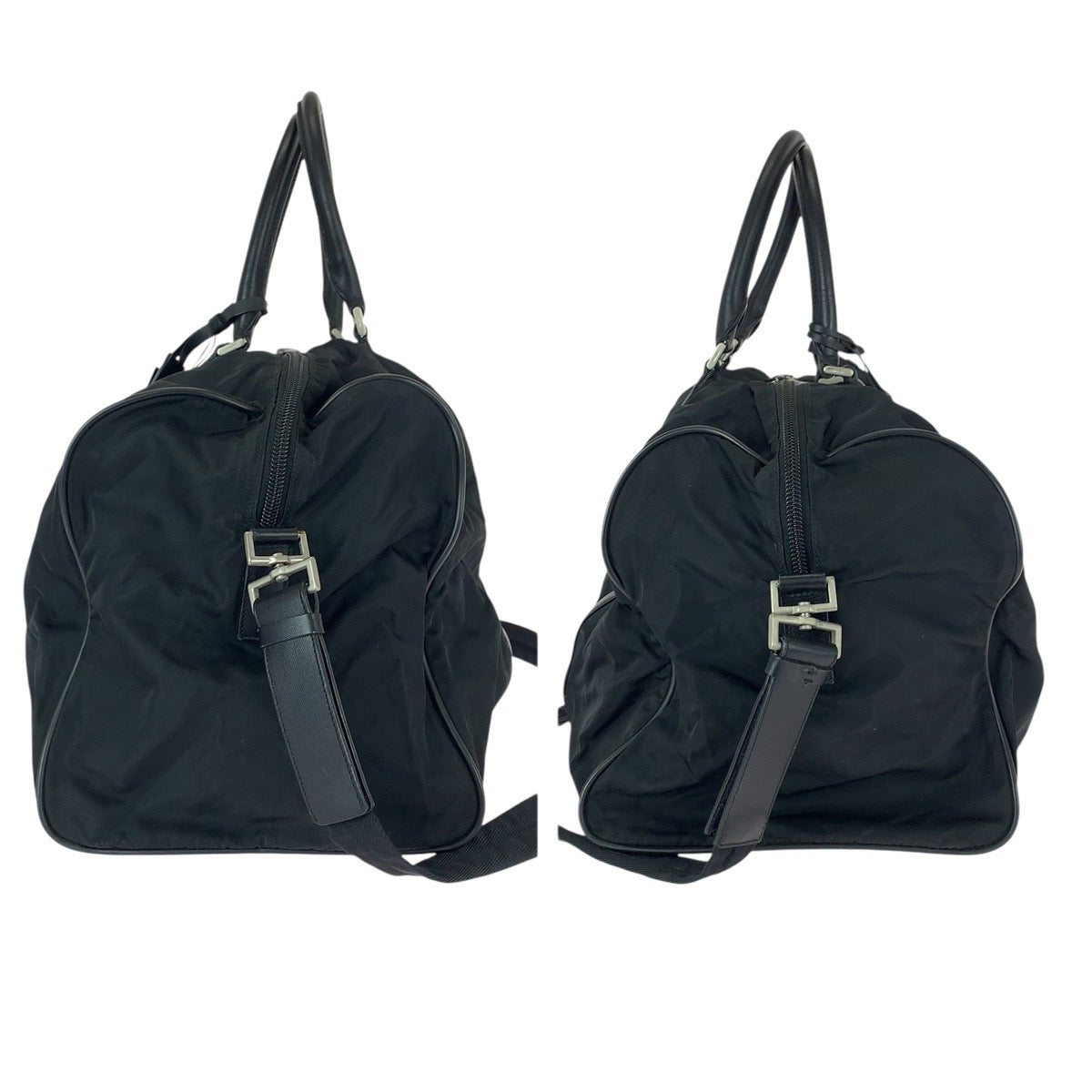 21989
PRADA プラダ テスート サフィアーノ ブラック 黒 シルバー金具 ナイロン / レザー ボストンバッグ 旅行バッグ 男女兼用 メンズ ABP44