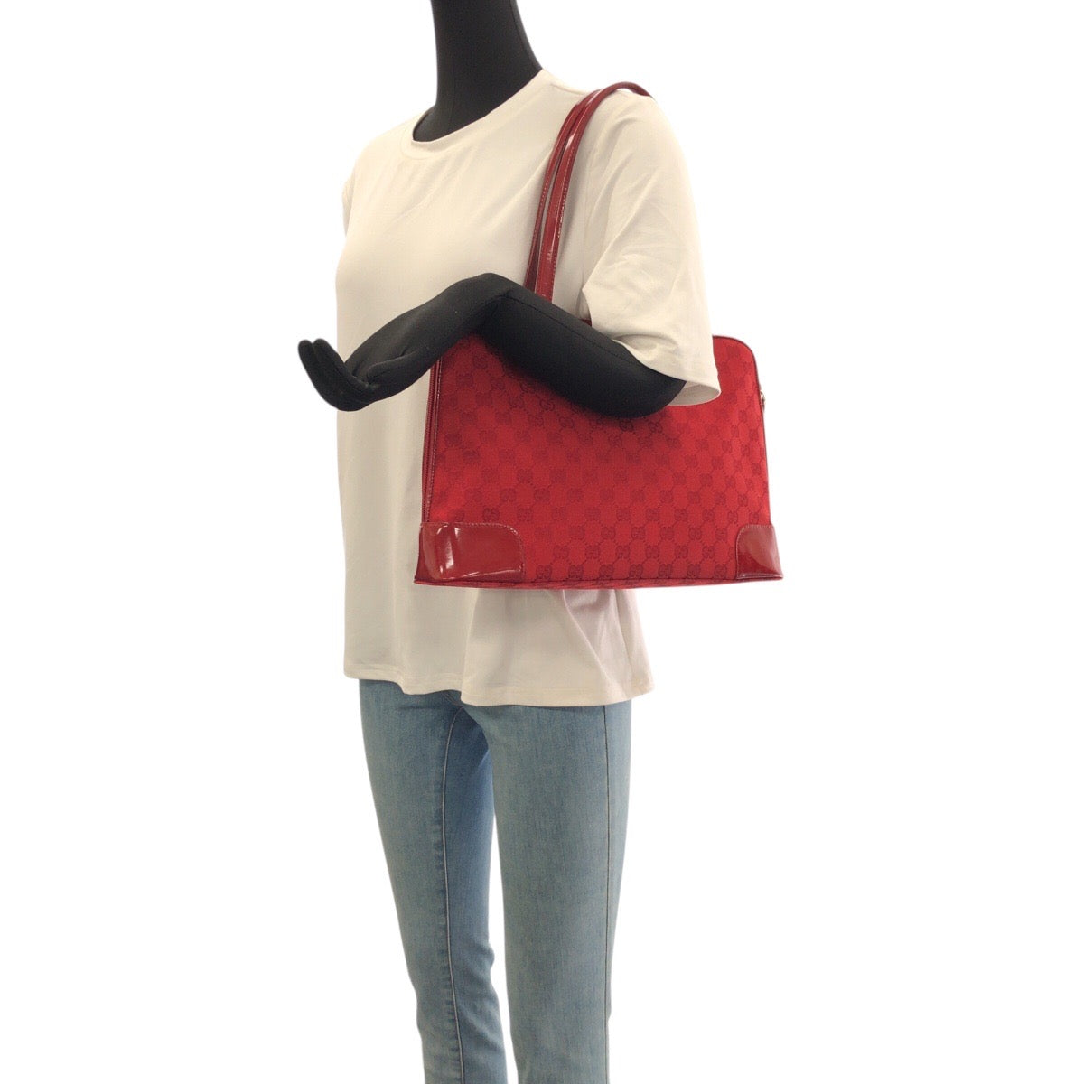 21990
GUCCI グッチ レッド ゴールド金具 GGキャンバス / エナメル 002 1122 トートバッグ ショルダーバッグ レディース ABP44