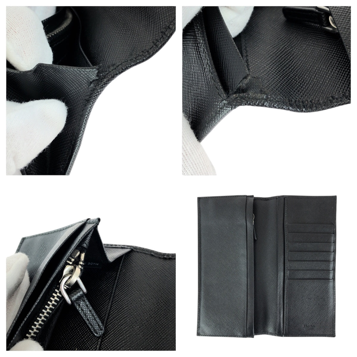 21993
PRADA Saffiano Black Leather Long Wallet Men's AB22