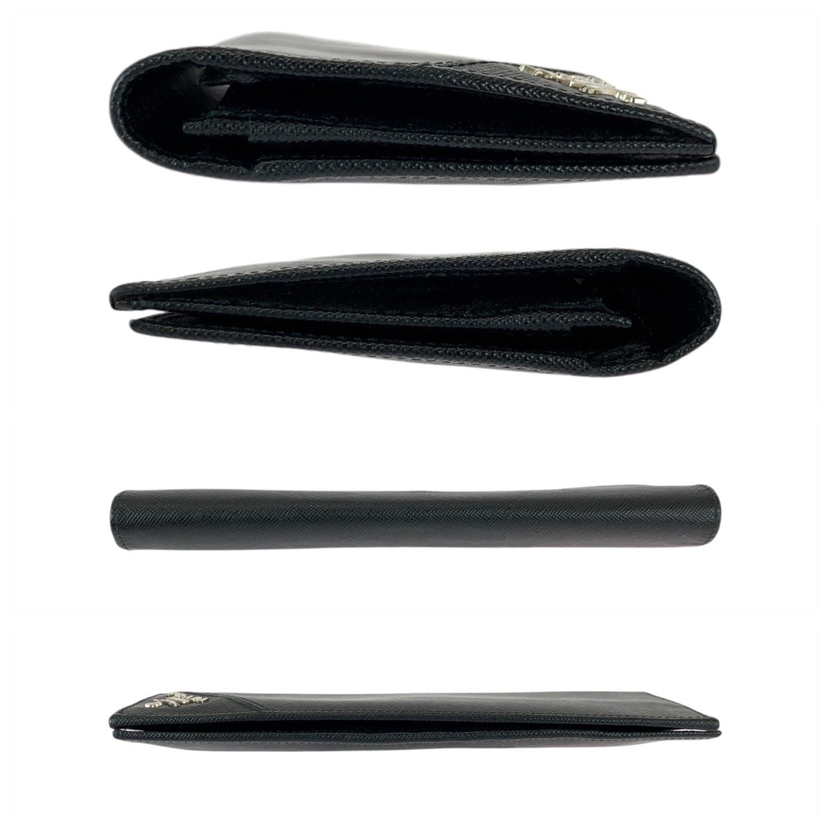 21993
PRADA プラダ サフィアーノ ブラック 黒 シルバー金具 レザー 長財布 ロングウォレット メンズ ABP22