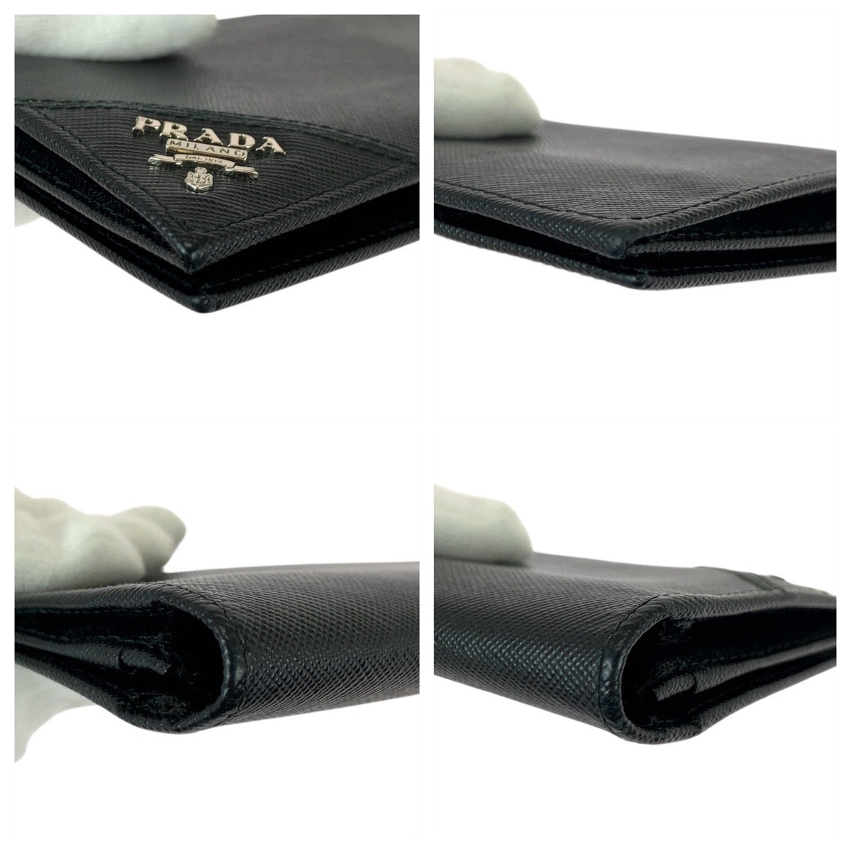 21993
PRADA プラダ サフィアーノ ブラック 黒 シルバー金具 レザー 長財布 ロングウォレット メンズ ABP22