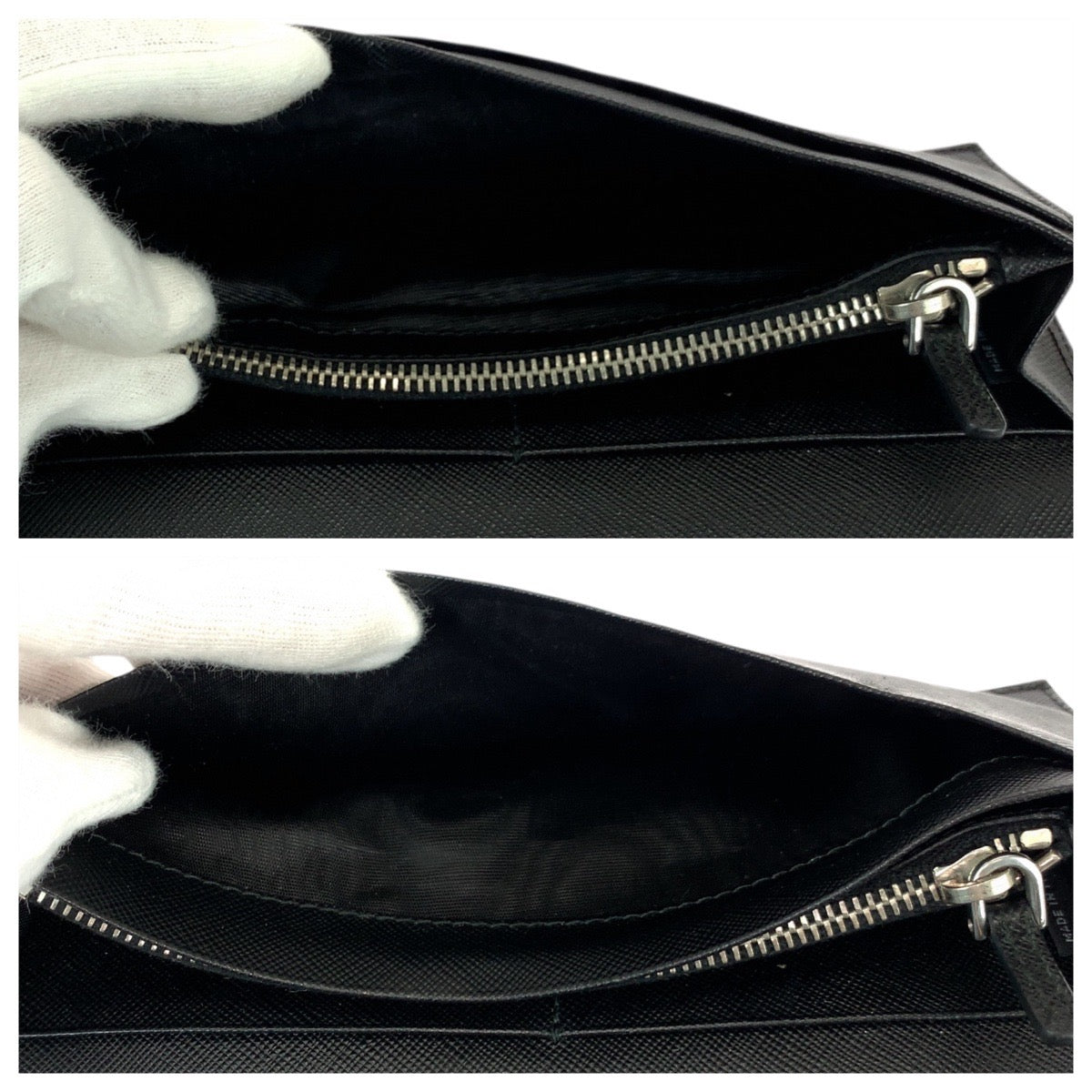 21993
PRADA プラダ サフィアーノ ブラック 黒 シルバー金具 レザー 長財布 ロングウォレット メンズ ABP22