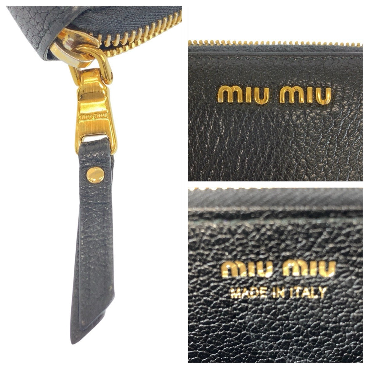 21995
MIUMIU ミュウミュウ ブラック 黒 ゴールド金具 レザー 長財布 ロングウォレット レディース ABP21