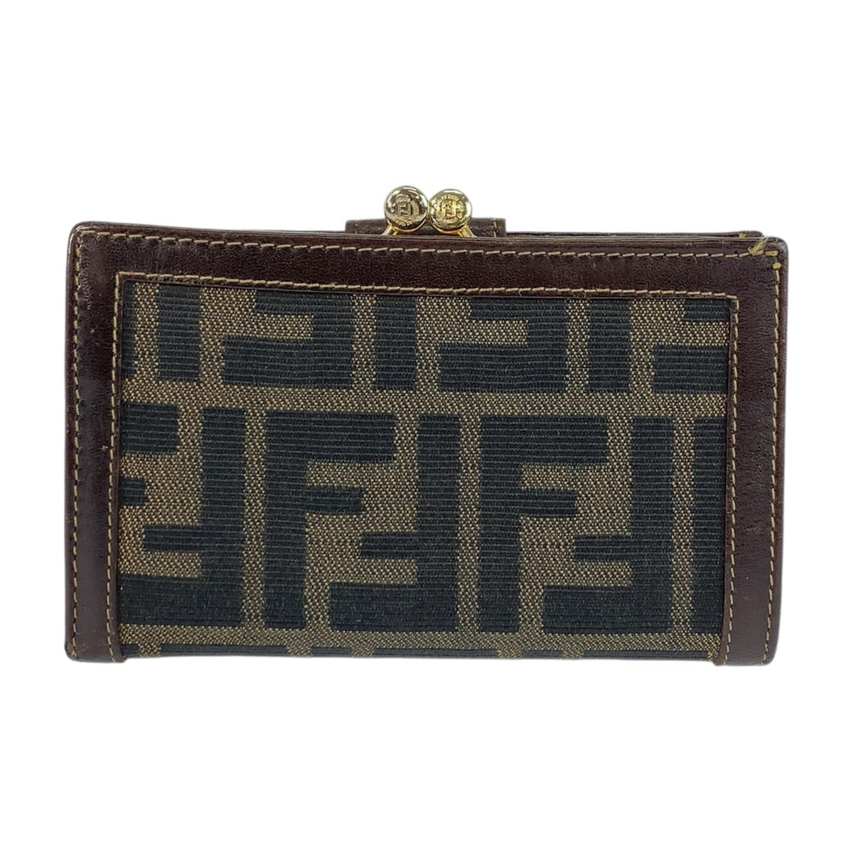 21996
FENDI フェンディ ズッカ がま口 ブラウン ゴールド金具 キャンバス / レザー 2270 01692 089 折り財布 コンパクトウォレット レディース AB14