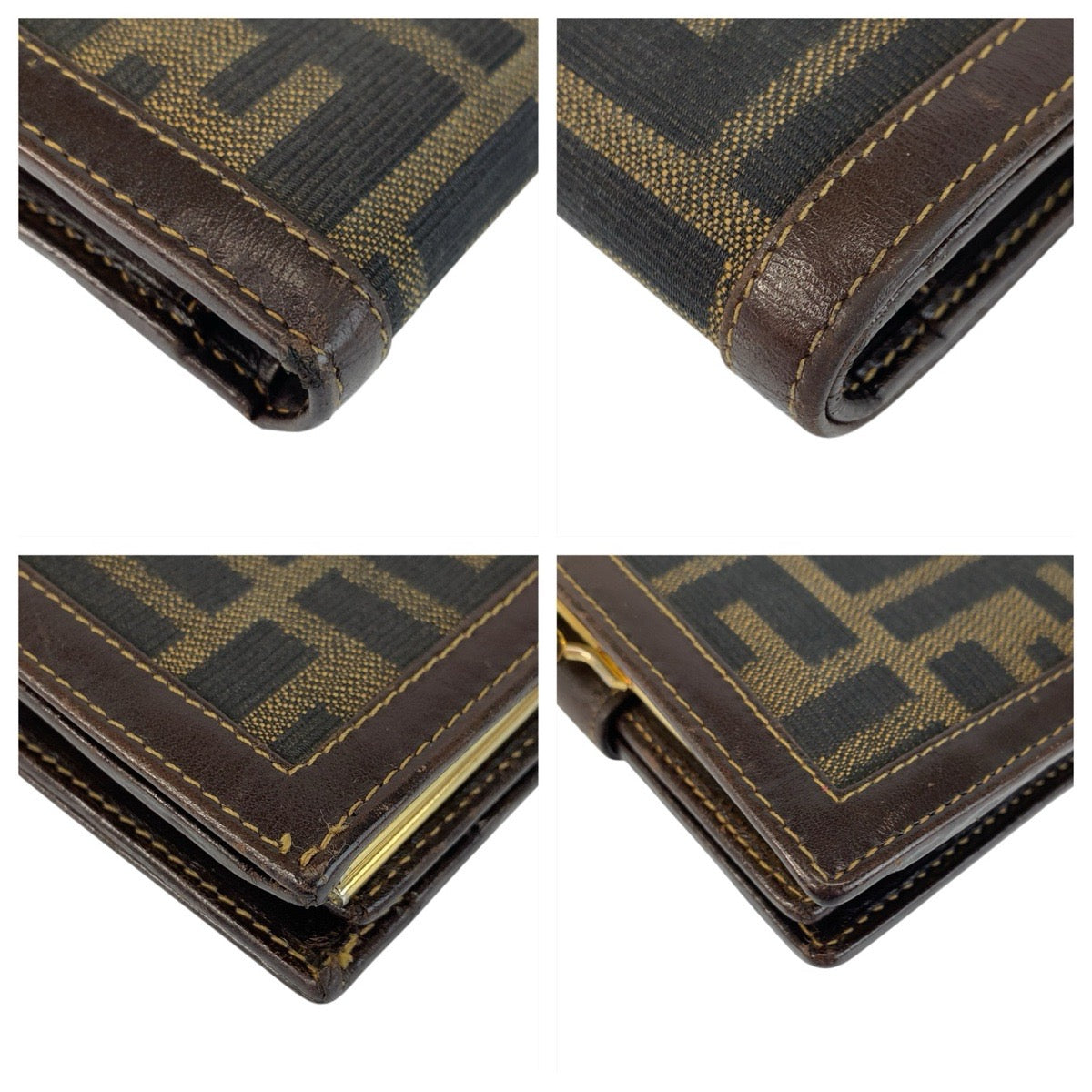 21996
FENDI フェンディ ズッカ がま口 ブラウン ゴールド金具 キャンバス / レザー 2270 01692 089 折り財布 コンパクトウォレット レディース AB14