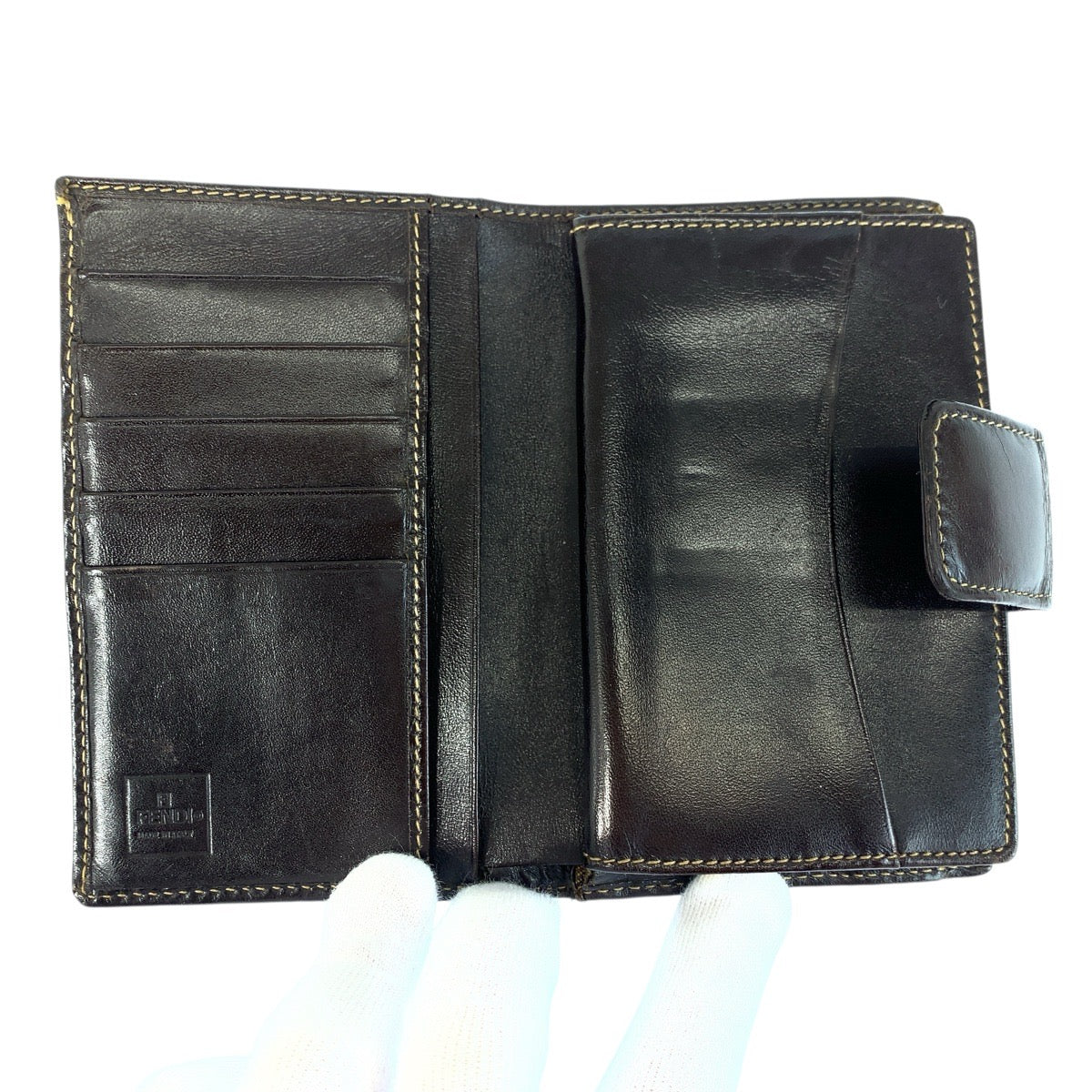 21996
FENDI フェンディ ズッカ がま口 ブラウン ゴールド金具 キャンバス / レザー 2270 01692 089 折り財布 コンパクトウォレット レディース AB14