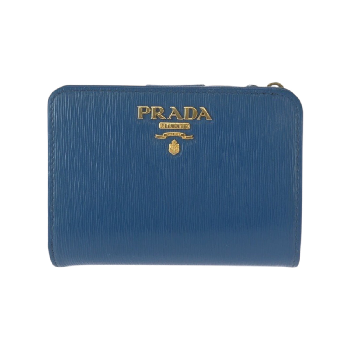 21998
PRADA プラダ ブルー ゴールド金具 レザー 折財布 コンパクトウォレット 男女兼用 レディース ABP21