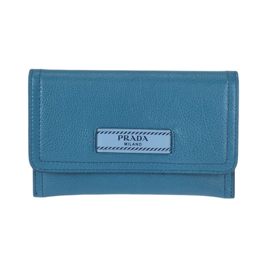 21999
PRADA プラダ ブルー ゴールド金具 レザー カードケース パスケース 名刺入れ メンズ A28